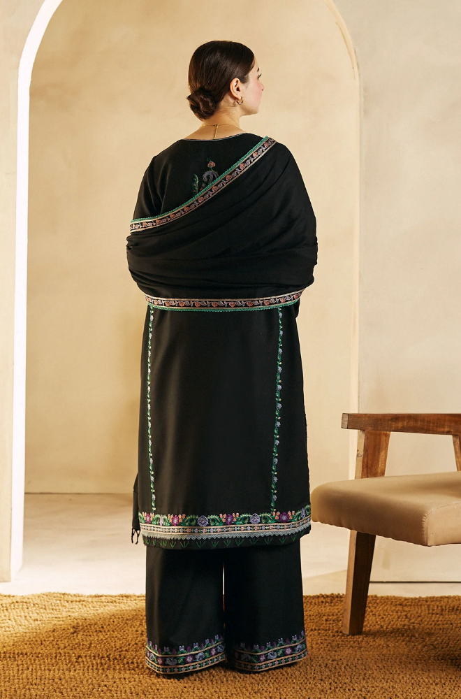 Zara Shah Jahan - 3PC Unstitched Dhanak Embroidered Shirt with Embroidered Back and Embroidered Dhanak Shawl
