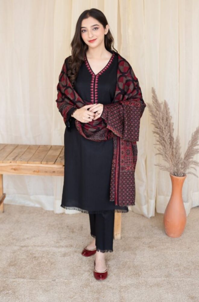 Aisling - 3PC Unstitched Dhanak Embroidered Shirt with Embroidered Dupatta and Trouser