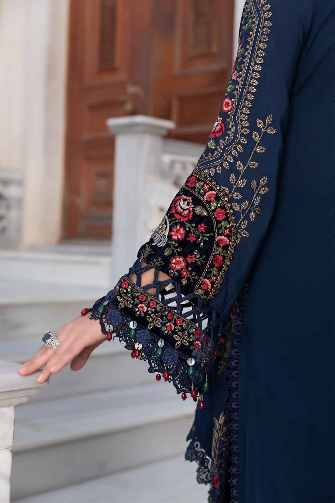 Dhanak 3PC Embroidered Shirt with Dhanak + Velvet Embroidered SHAWL