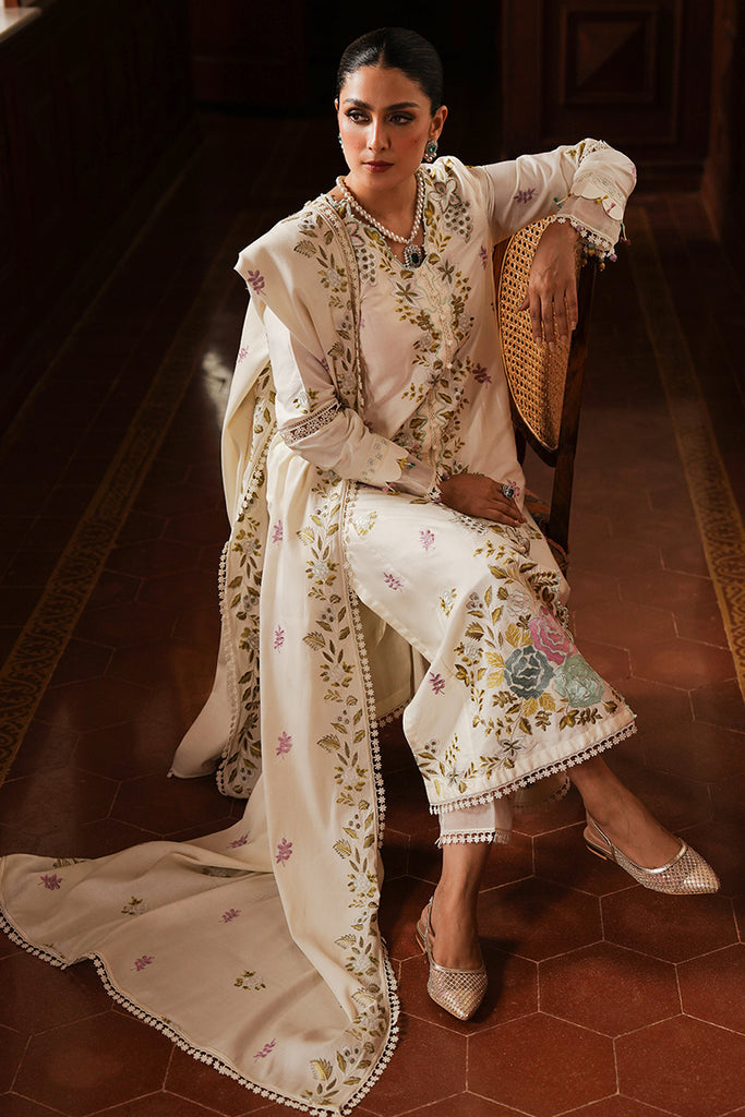 CROSS-STITCHED LUXURY UNSTITCHED WINTER DHANAK EMBROIDERED 3PC WITH DHANAK EMBROIDERED SHAWL