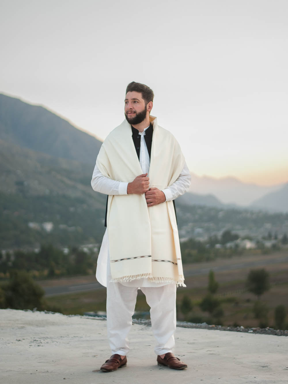 BOSKI COLOUR SWATI PASHMINA WOOLEN SHAWL FOR MEN LIGHT-WEIGHT