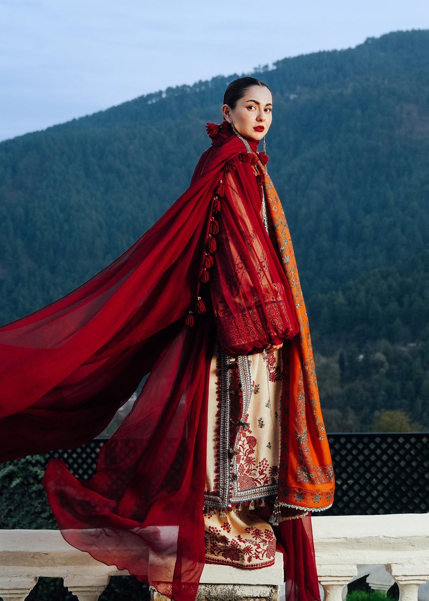 Hussain Rehar Unstitched Dhanak 3PC With Printed Shawl