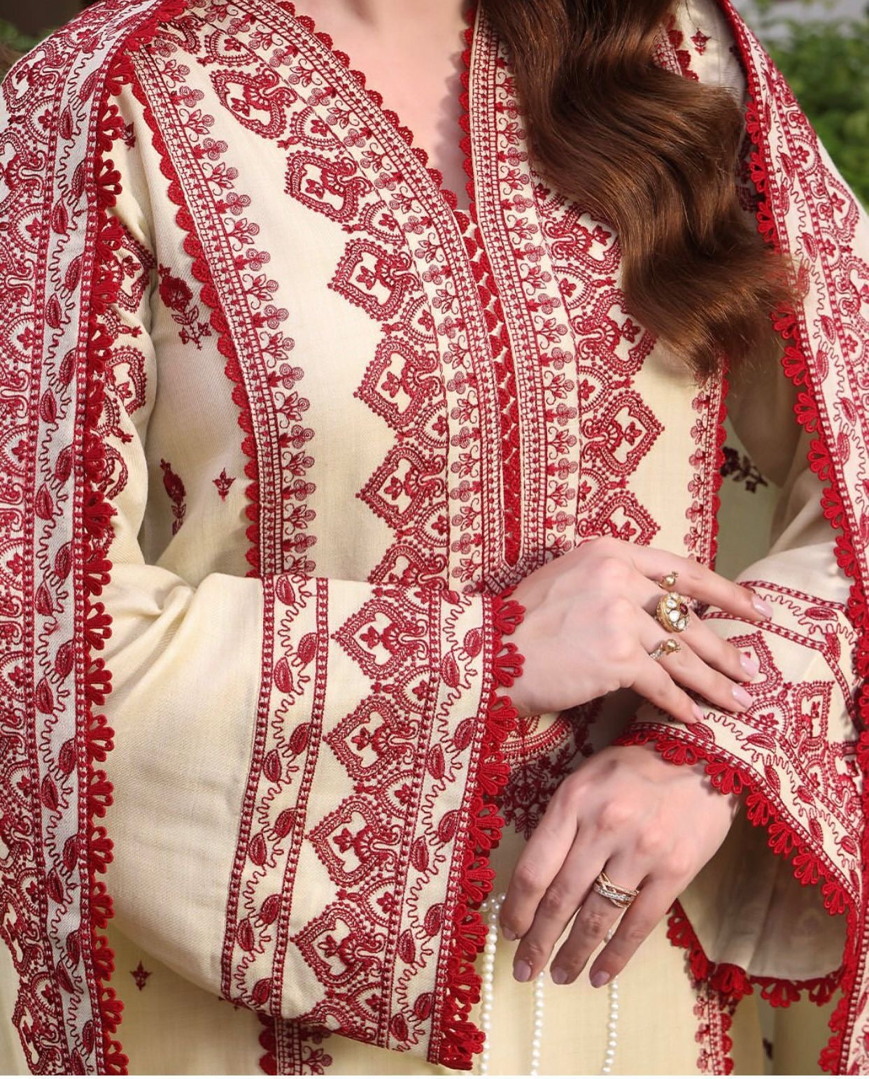 ANEELA’S UNSTITCHED WINTER DHANAK EMBROIDERED 3PC WITH DHANAK EMBROIDERED SHAWL