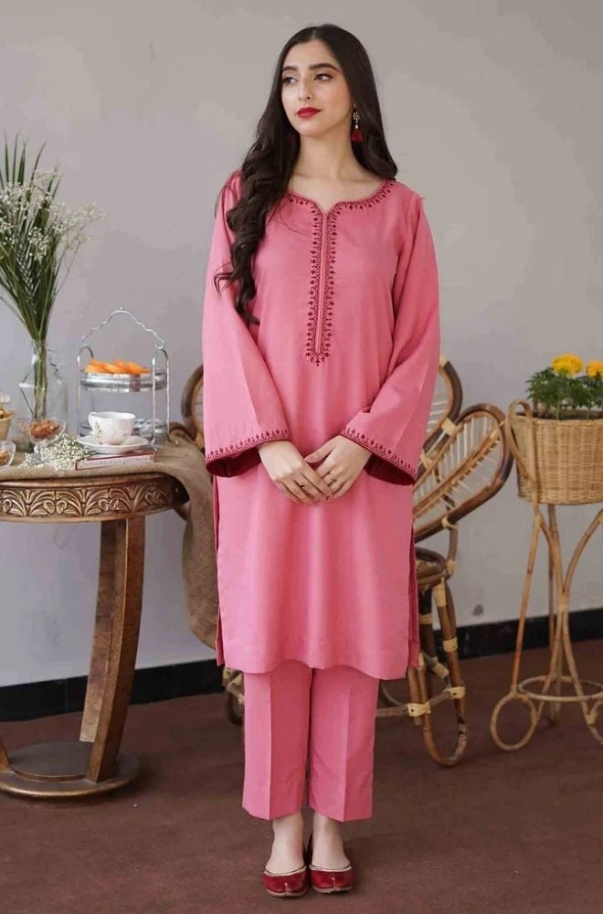 Aisling - 3PC Unstitched Dhanak Embroidered Shirt with Embroidered Dupatta and Trouser