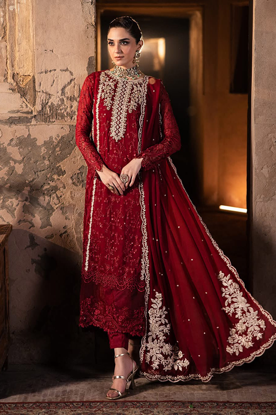 AZURE UNSTITCHED CHIFFON WEDDING AND PARTY WEAR COLLECTION