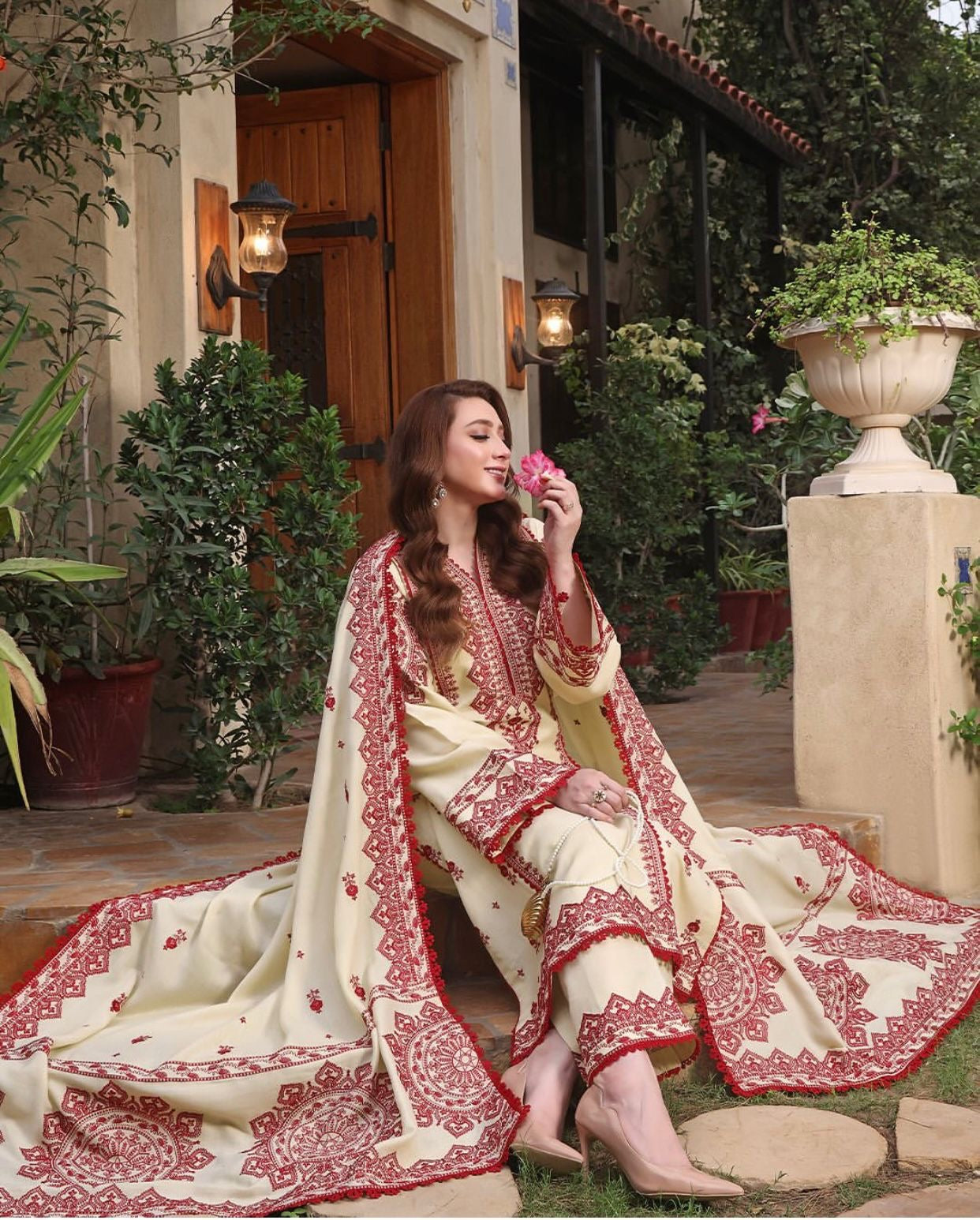 ANEELA’S UNSTITCHED WINTER DHANAK EMBROIDERED 3PC WITH DHANAK EMBROIDERED SHAWL