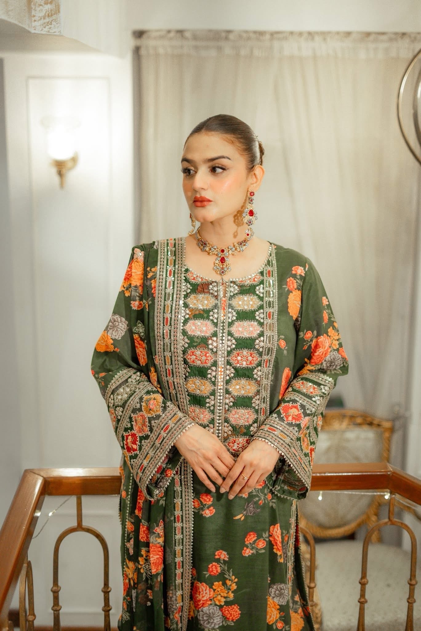 ANEELA’S UNSTITCHED SHAMOOZ SILK 3PC WITH READY TO WEAR SILK DUPATTA