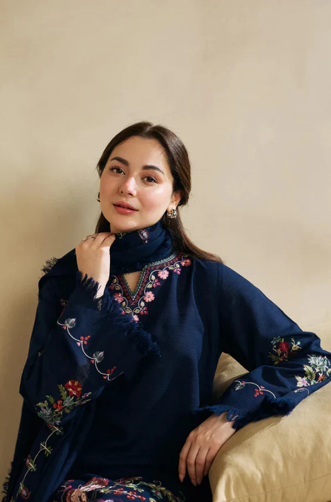 Zara Shah Jahan - 3PC Unstitched Dhanak Embroidered Shirt with Embroidered Dhanak Shawl and Trouser