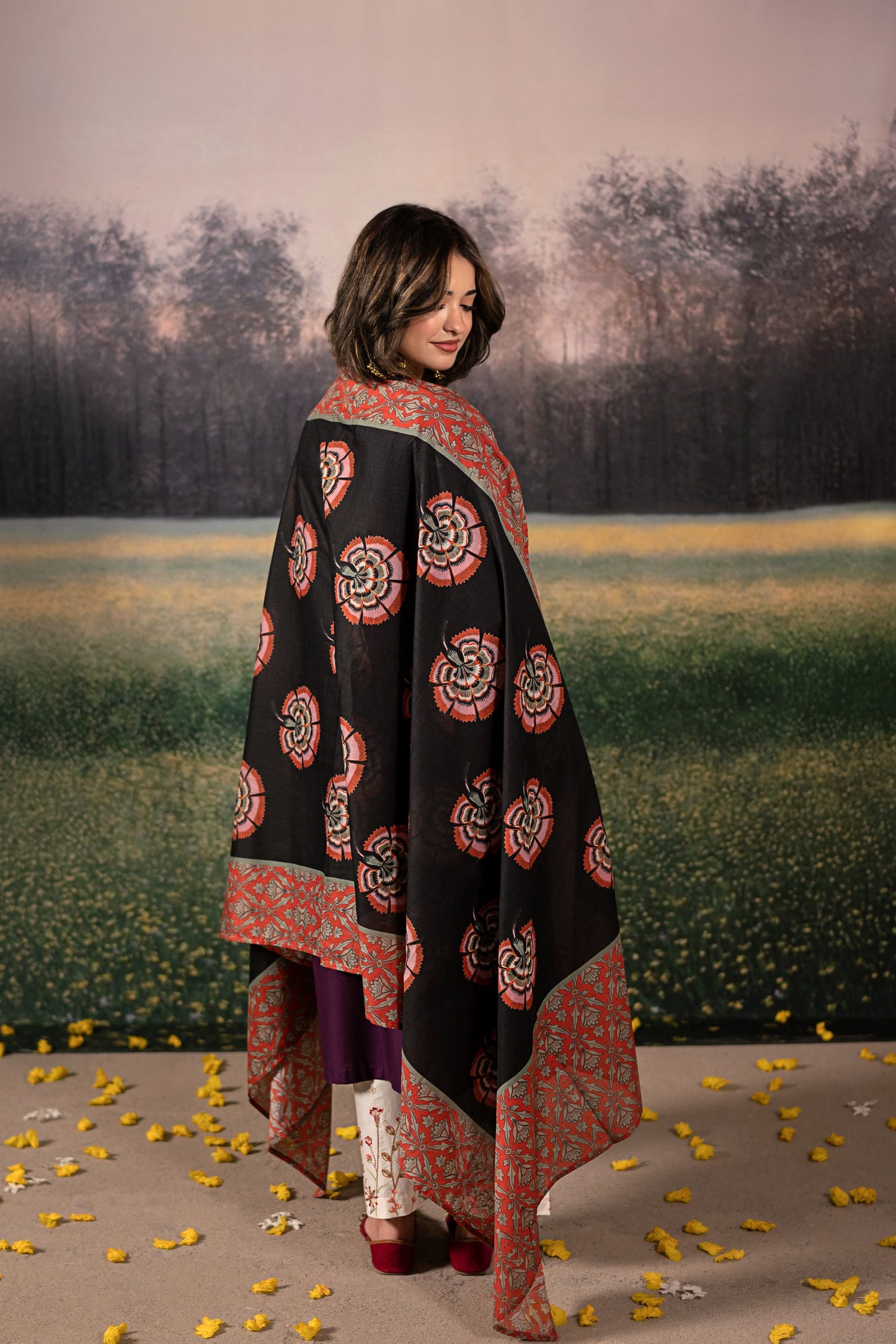 URGE Unstitched Dhanak 3PC With Printed Shawl