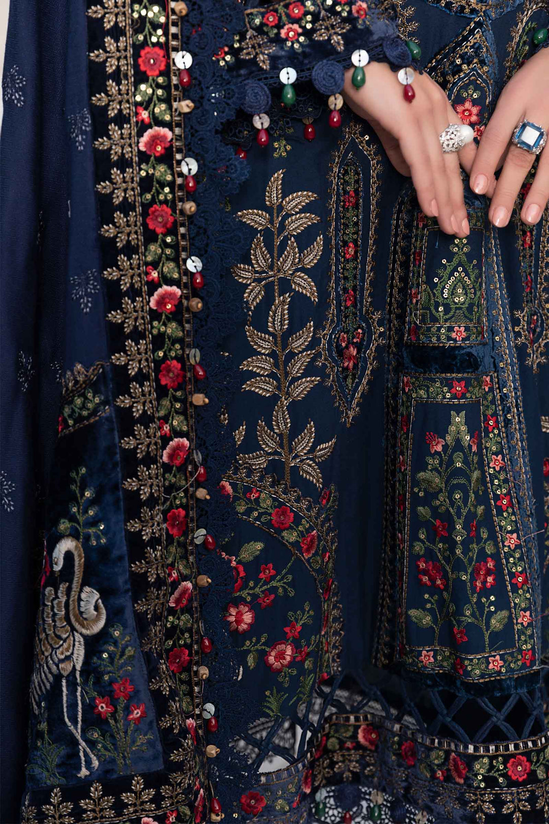 Dhanak 3PC Embroidered Shirt with Dhanak + Velvet Embroidered SHAWL