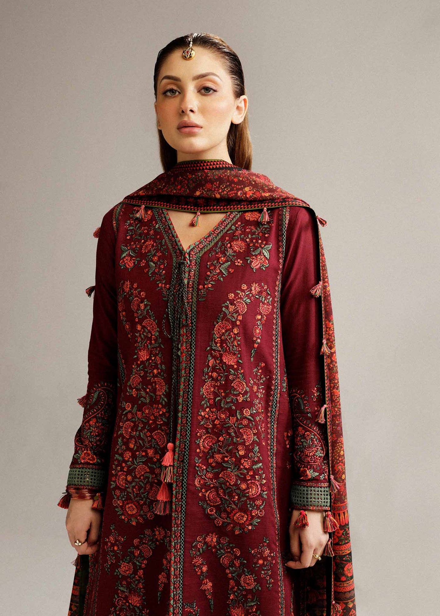 HUSSAIN REHAR WINTER UNSTITCHED DHANAK EMBROIDERED 3PC