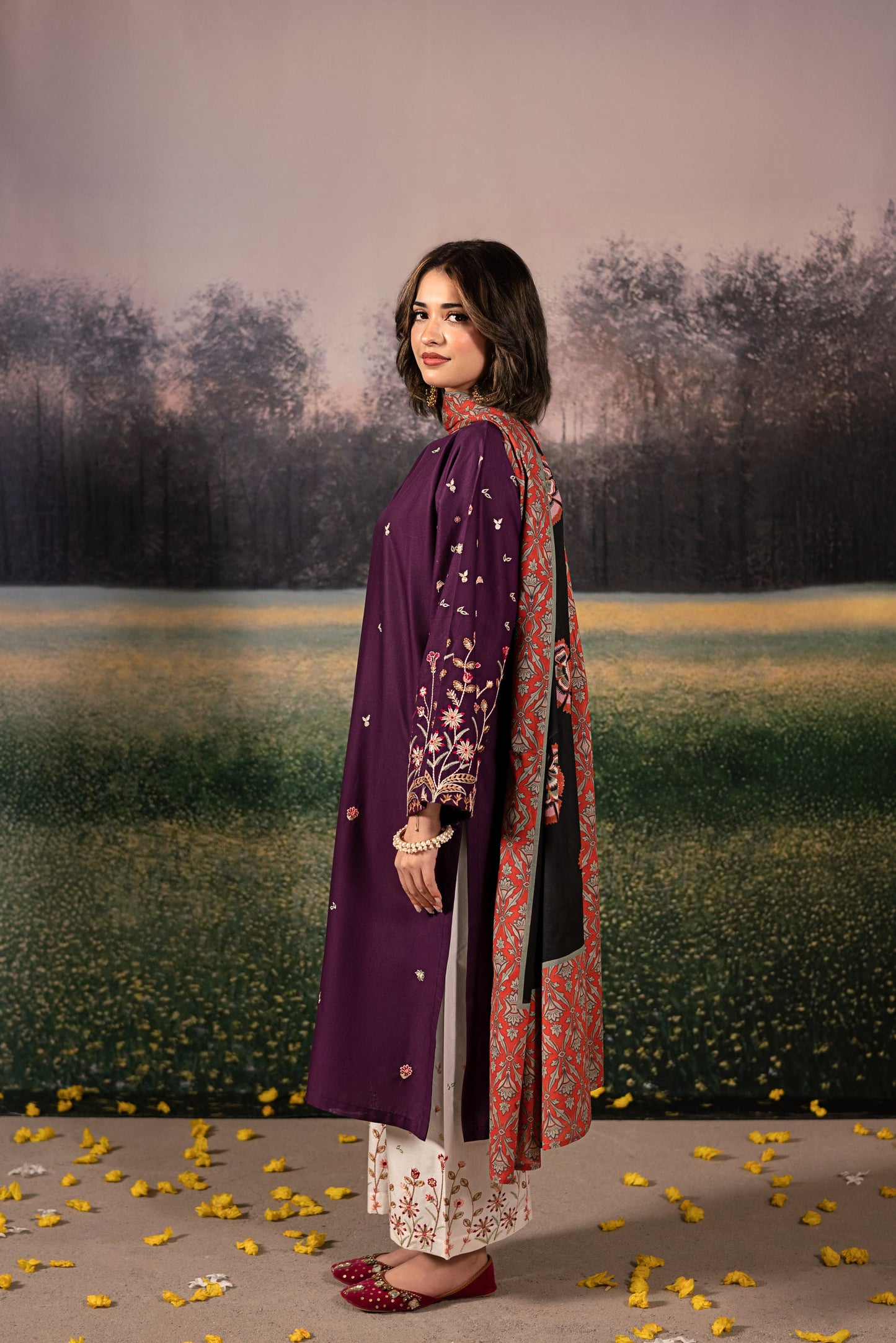 URGE Unstitched Dhanak 3PC With Printed Shawl