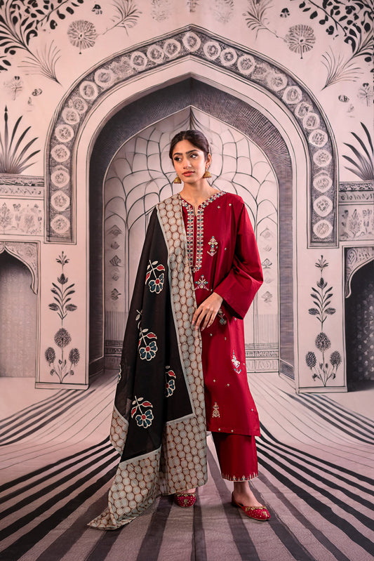 URGE Unstitched Dhanak 3PC With Printed Shawl