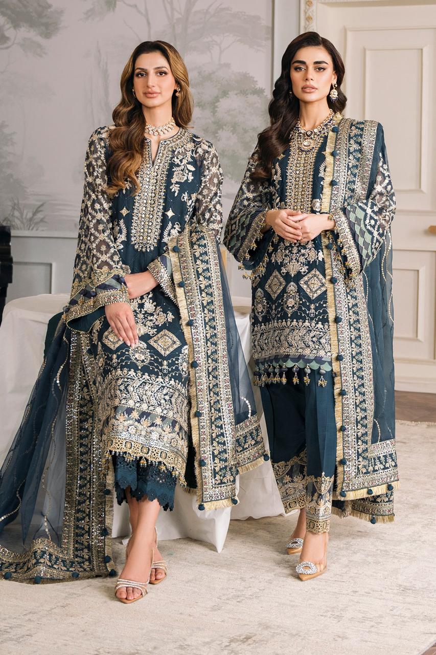 BAROQUE SOFT CHIFFON HEAVILY EMBROIDERY DRESS 3 PIECE 2352