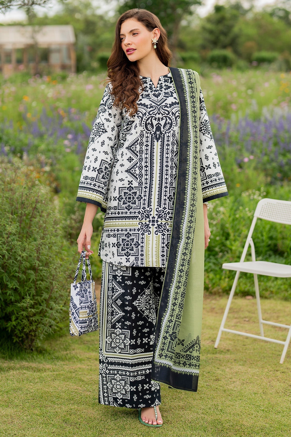 JAZMIN - 3PC Unstitched Printed Viscose Shirt with Printed Dupatta and Printed Trouser