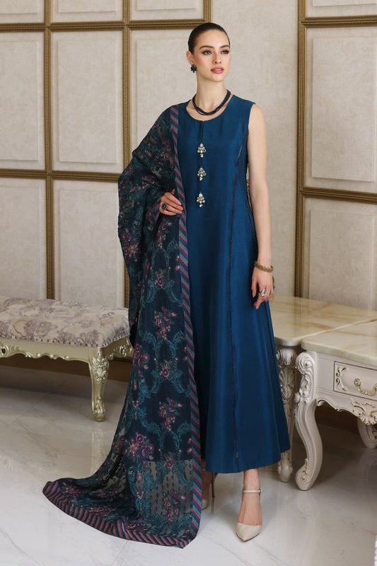BAREEZE UNSTITCHED PREMIUM DHANAK 3PC WITH READY TO WEAR DHANAK EMBROIDERED SHAWL