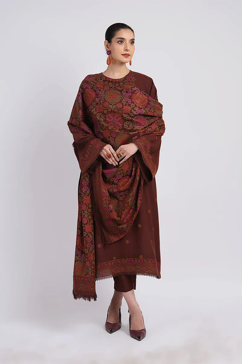 BAREEZE - UNSTITCHED 3PC DHANAK EMBROIDERED WITH DHANAK EMBROIDERED SHAWL (WM-093)