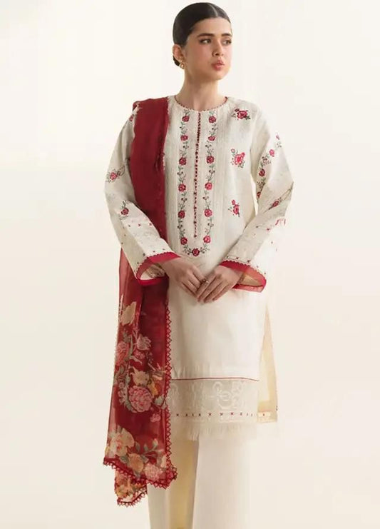 🍂*ZaraShahjahan Luxury Lawn Embroidered 3pc With Voil Printed Dupatta BIC_1023*🍂