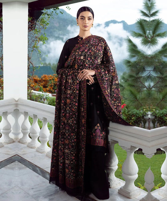 BAREEZE UNSTITCHED WINTER 3PC WITH HEAVY EMBROIDERED DHANAK SHAWL