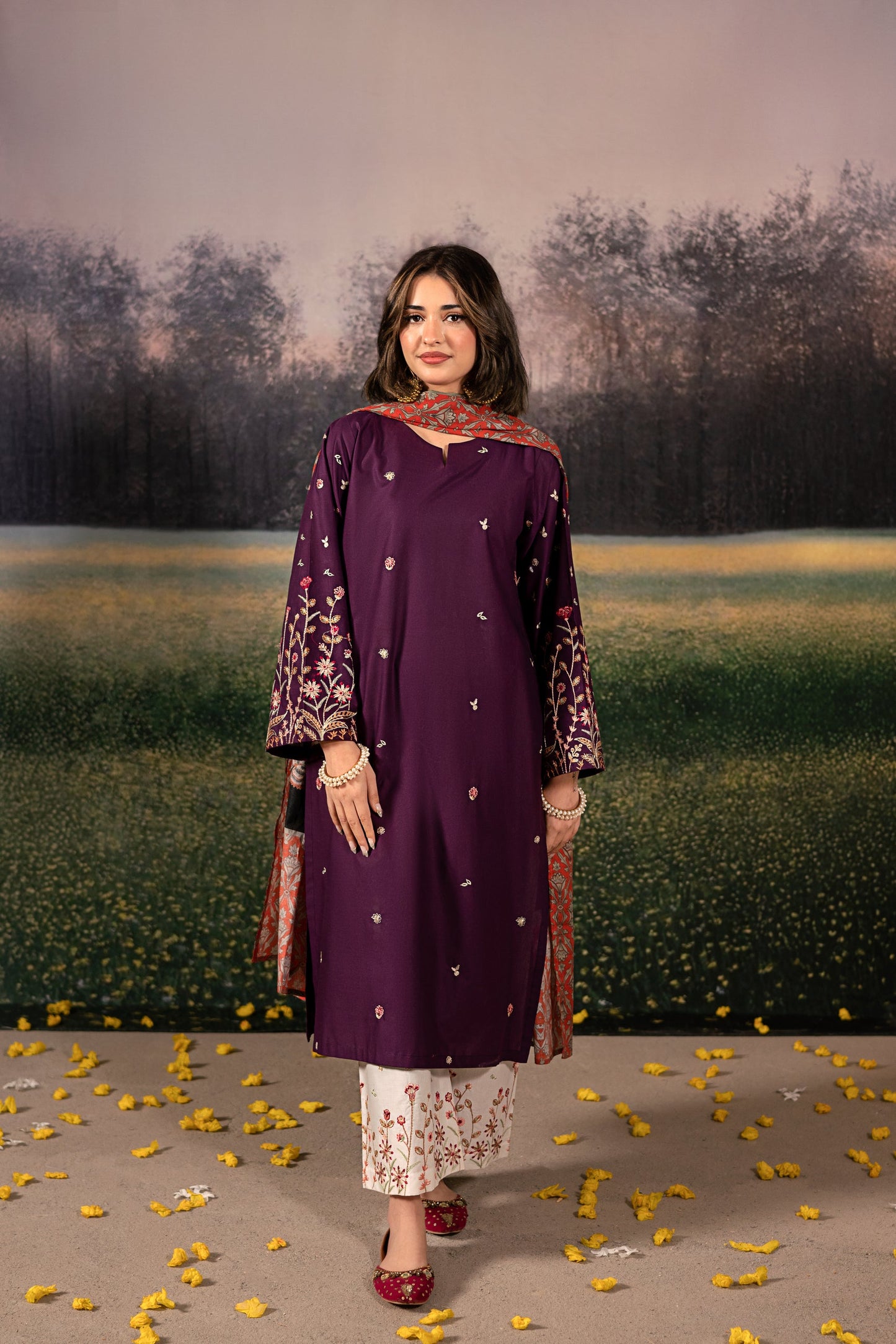 URGE Unstitched Dhanak 3PC With Printed Shawl