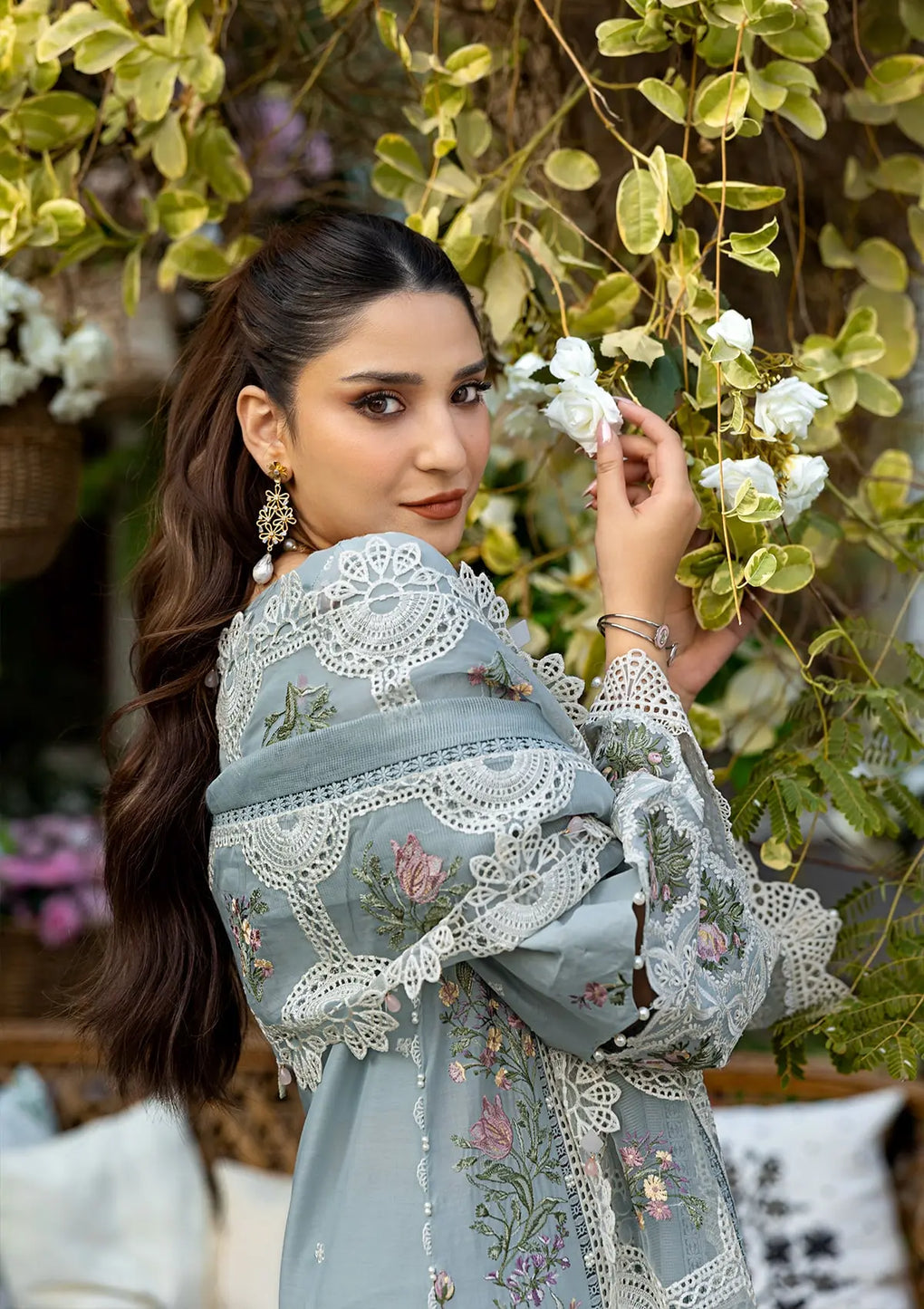 ELAF UNSTITCHED DHANAK EMBROIDERED 3PC WITH KHAADI NEW EMBROIDERED SHAWL