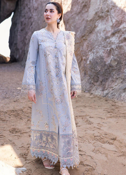 🍂*Qalamqar Luxury Lawn 3pc With Organza Emb Palu Dupatta BIC-1036*🍂