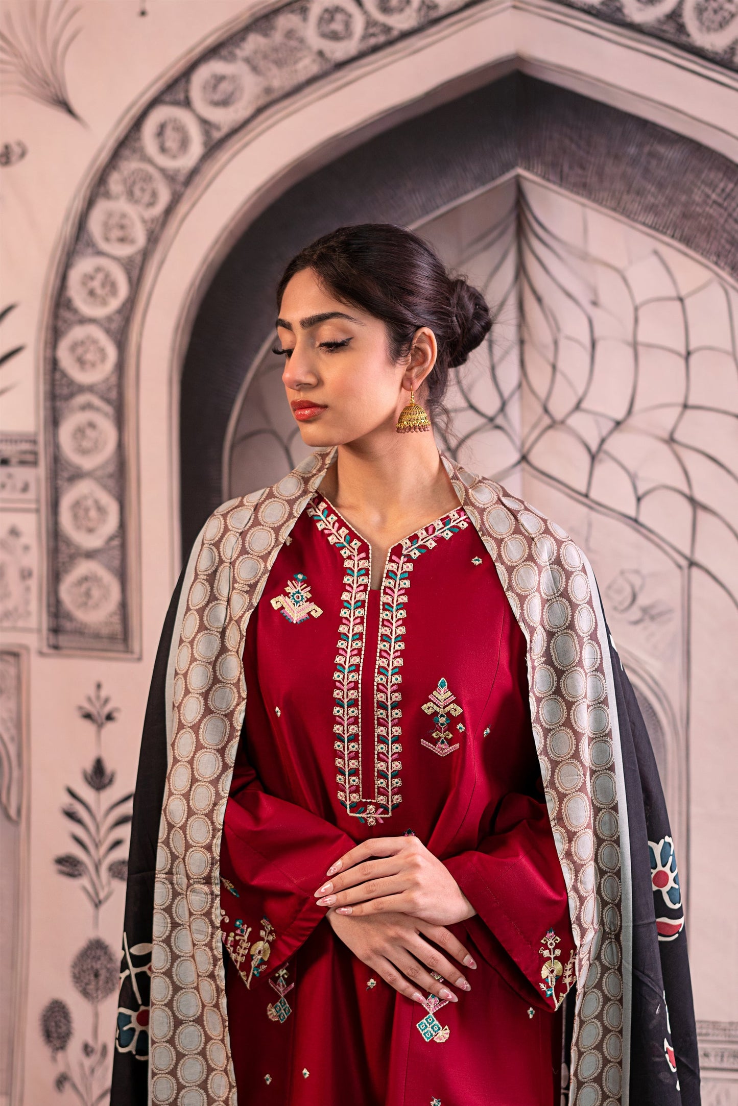 URGE Unstitched Dhanak 3PC With Printed Shawl