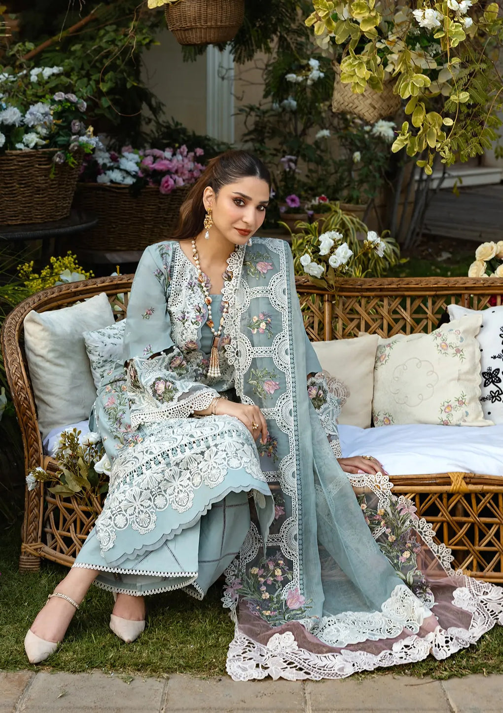 ELAF UNSTITCHED DHANAK EMBROIDERED 3PC WITH KHAADI NEW EMBROIDERED SHAWL