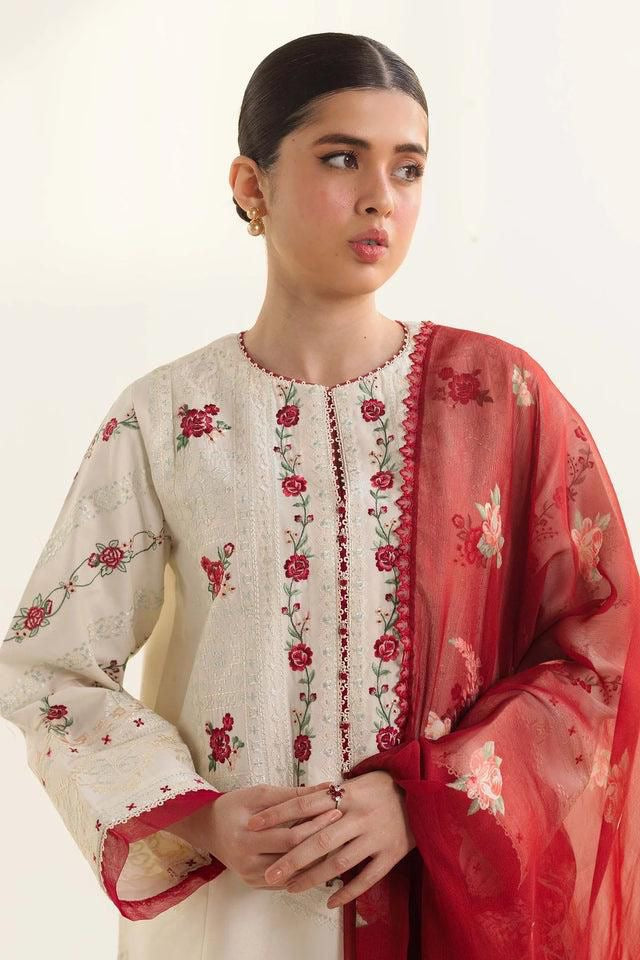 🍂*ZaraShahjahan Luxury Lawn Embroidered 3pc With Voil Printed Dupatta BIC_1023*🍂