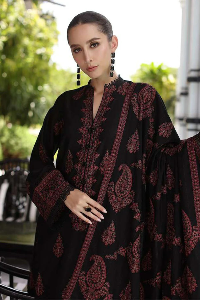 BAREEZE WINTER DHANAK UNSTITCHED 3PC WITH HEAVY EMBROIDERED SHAWL BL1