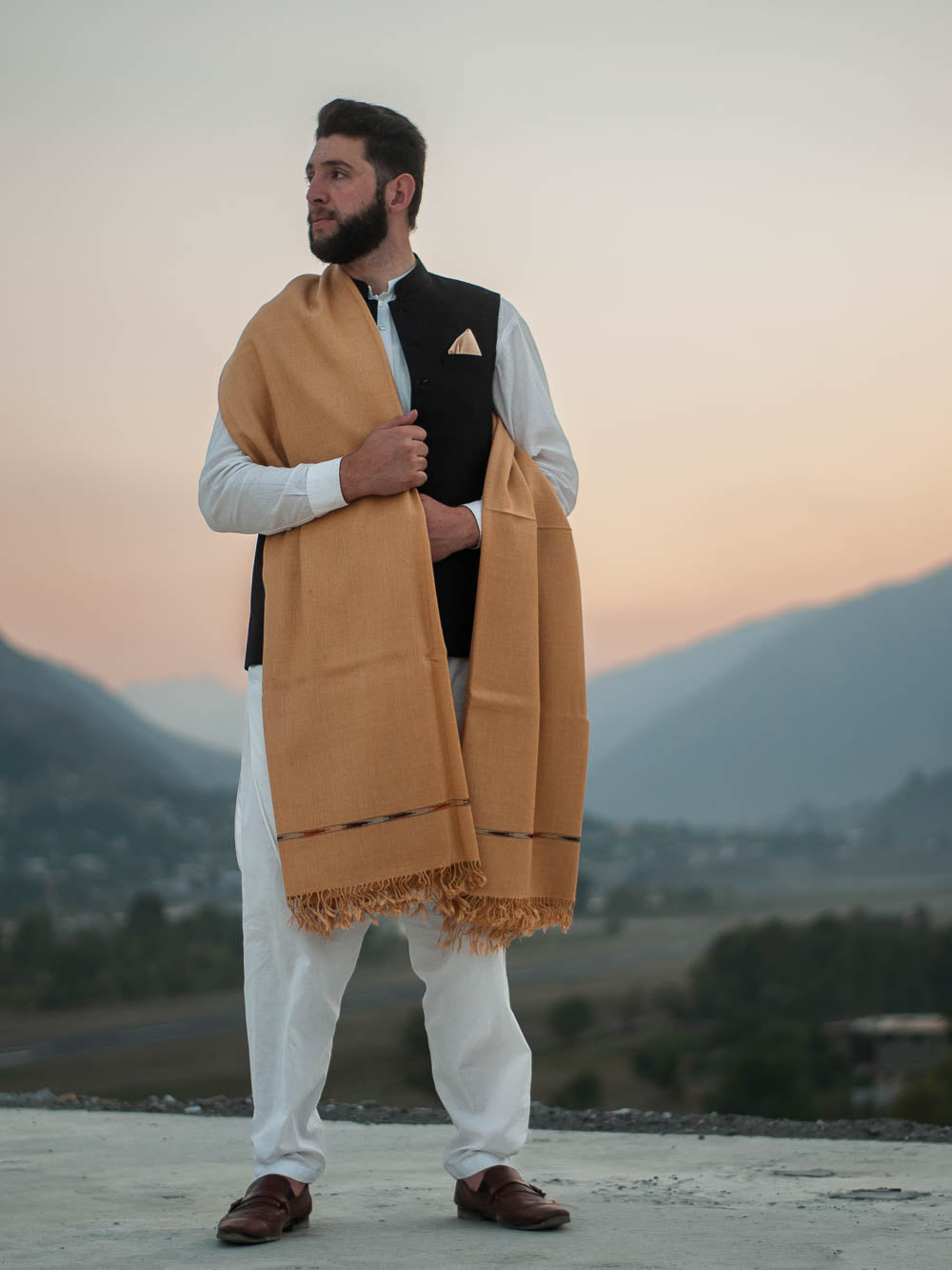 PURE PASHMINA WOOLEN SHAWL FOR MEN LIGHT-WEIGHT