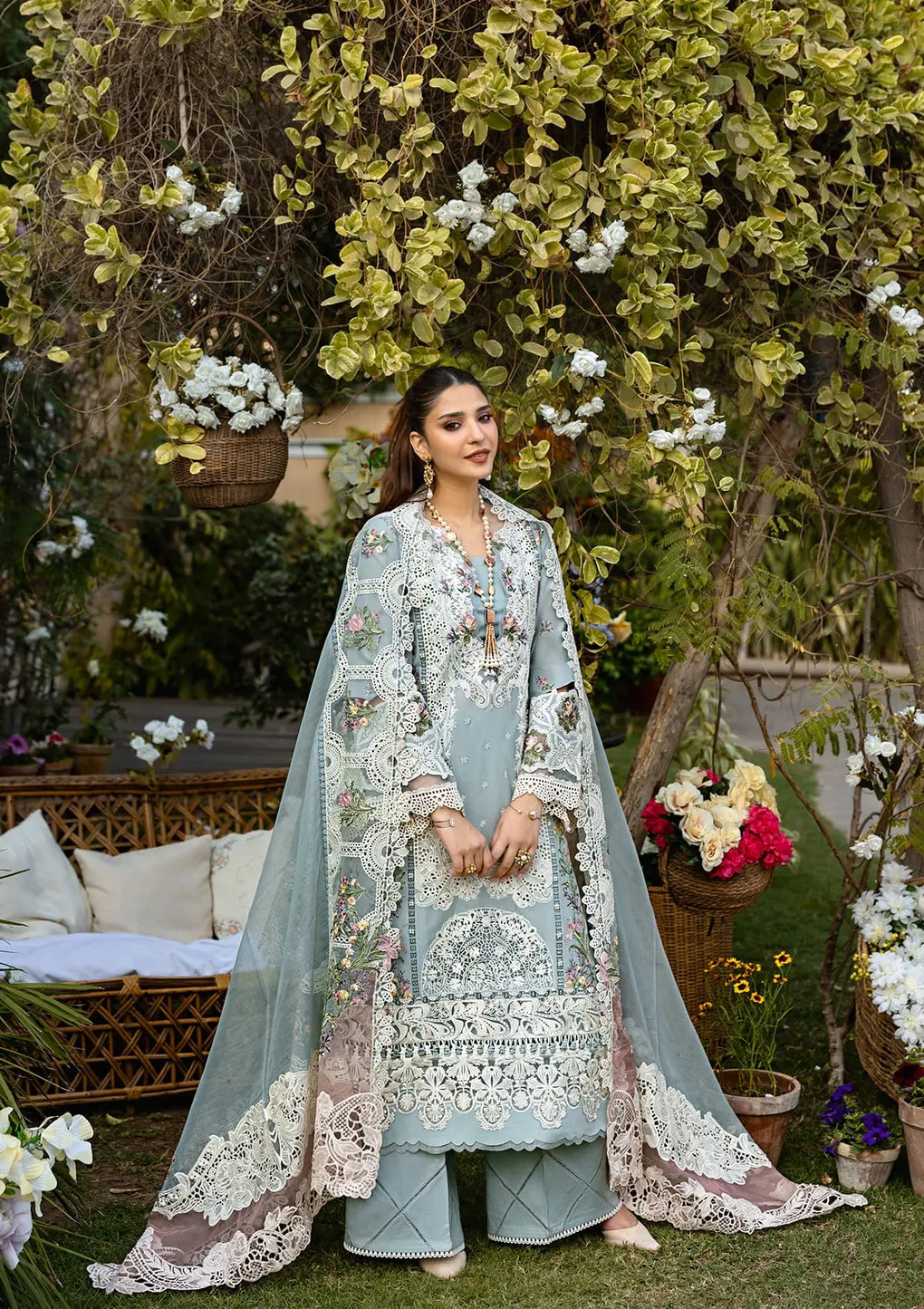 ELAF UNSTITCHED DHANAK EMBROIDERED 3PC WITH KHAADI NEW EMBROIDERED SHAWL