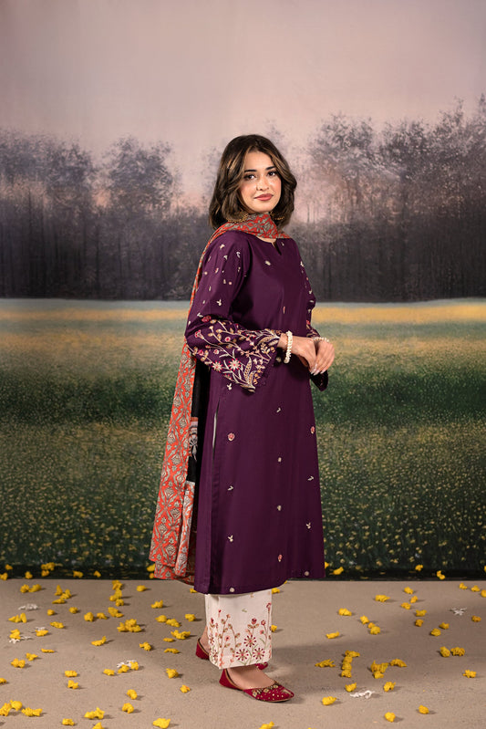 URGE Unstitched Dhanak 3PC With Printed Shawl