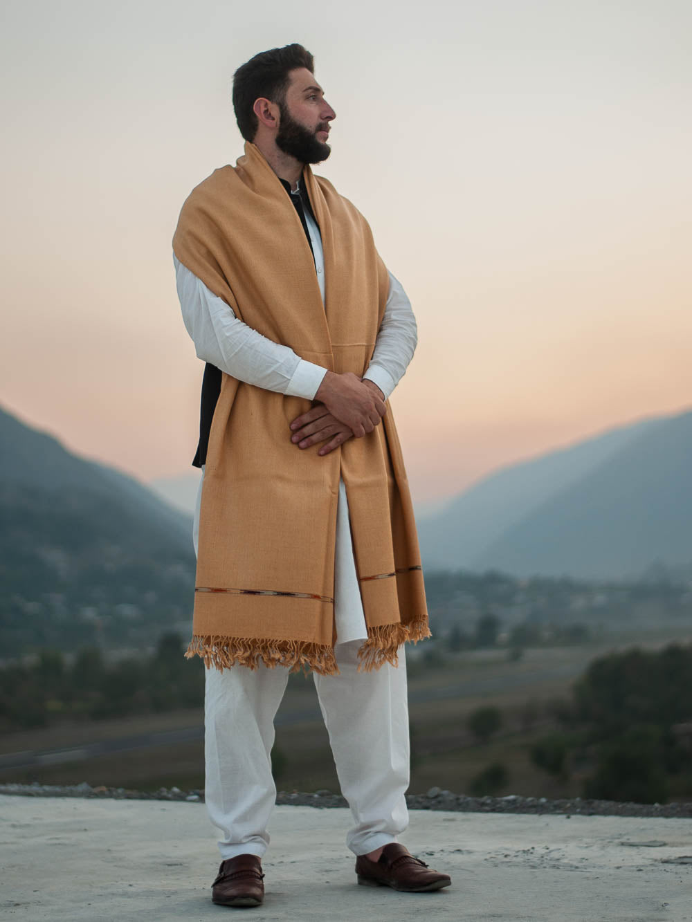 PURE PASHMINA WOOLEN SHAWL FOR MEN LIGHT-WEIGHT