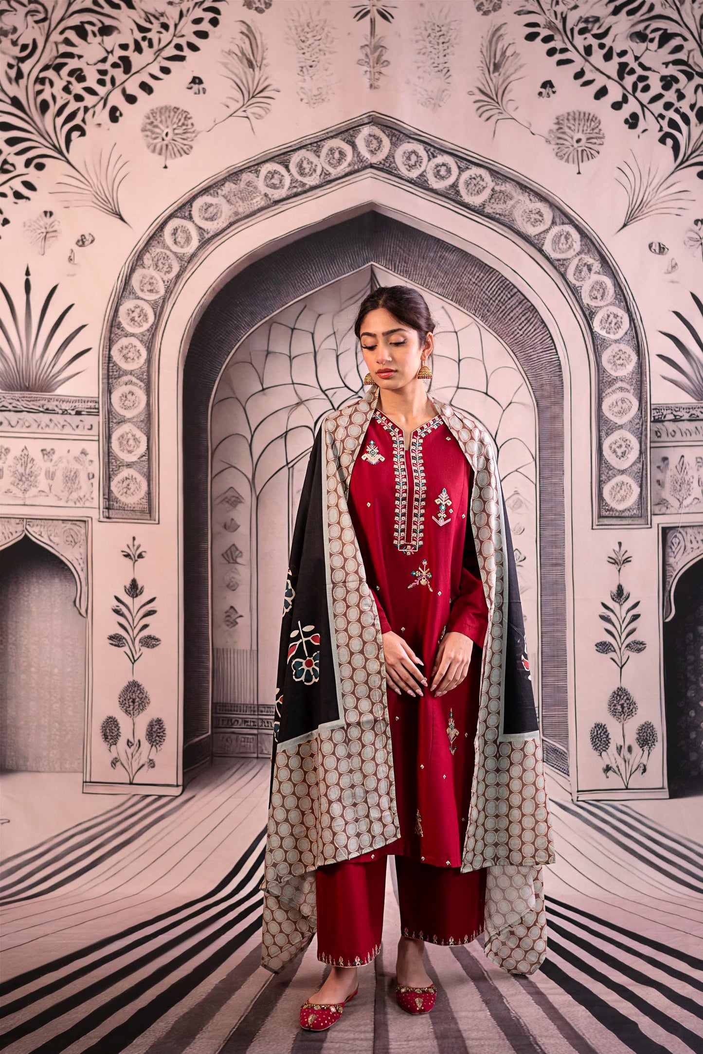URGE Unstitched Dhanak 3PC With Printed Shawl