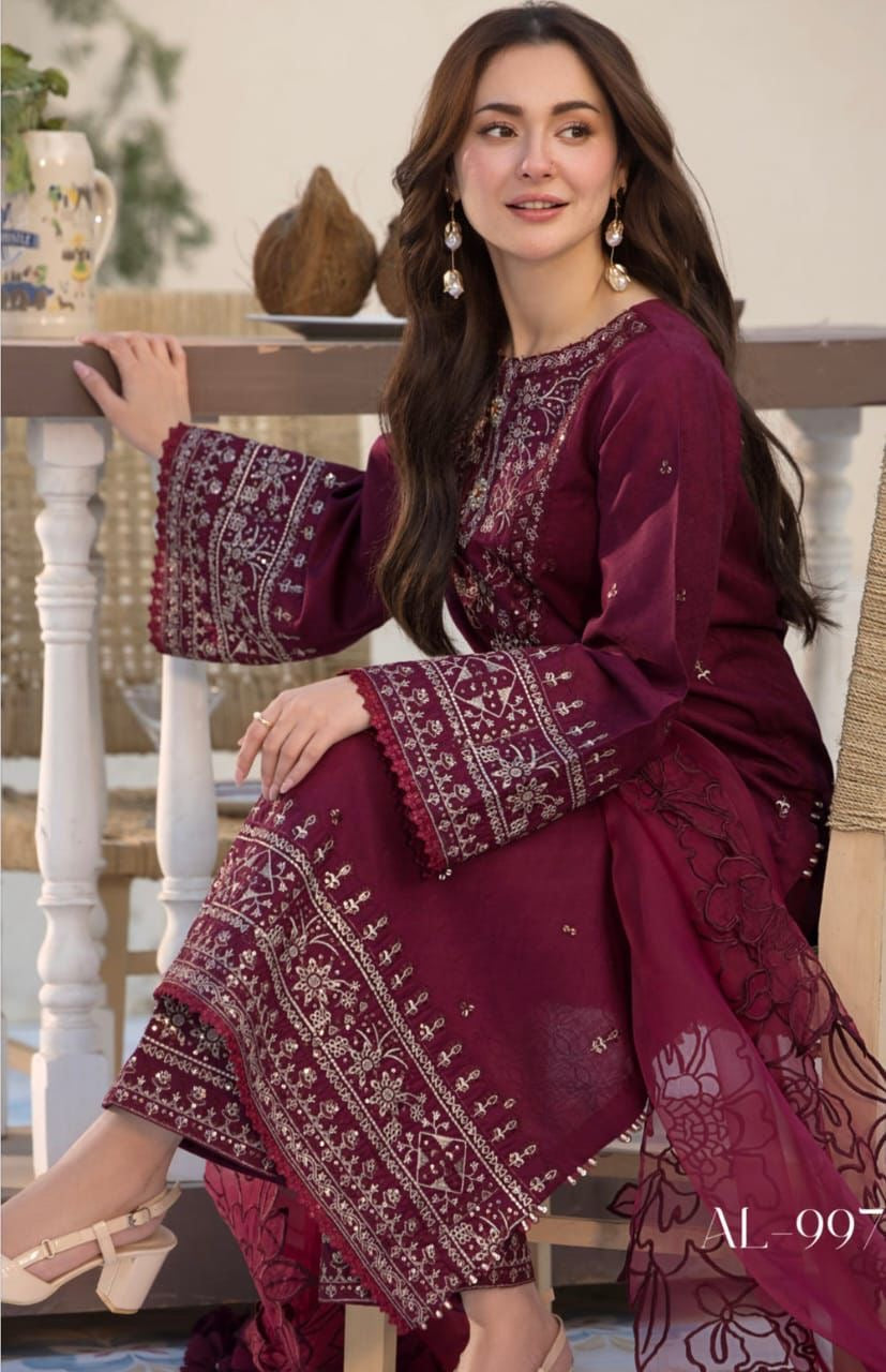 🍂*Coco Luxury Lawn Summer 3pc With Khaadi Net Dupatta BIC_2042*🍂