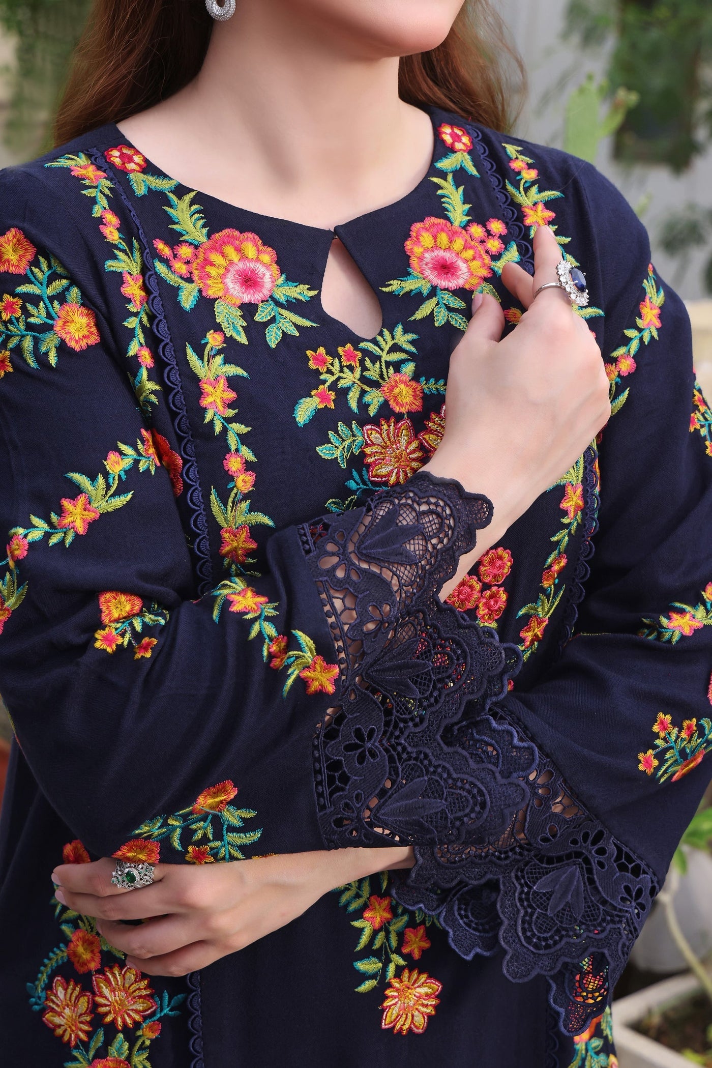 ASIM JOFA-3PC DHANAK EMBROIDERED SHIRT WITH COURTRAI PRINTED SHAWL & TROUSER-WM-4316