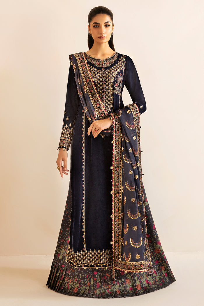 Jazmin 3PC Embroidered Velvet Suit with Embroidered Organza Dupatta (WM-200)