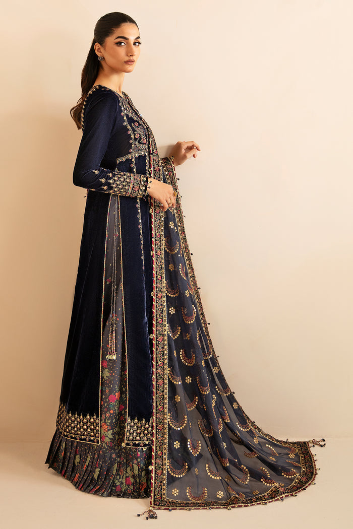Jazmin 3PC Embroidered Velvet Suit with Embroidered Organza Dupatta (WM-200)