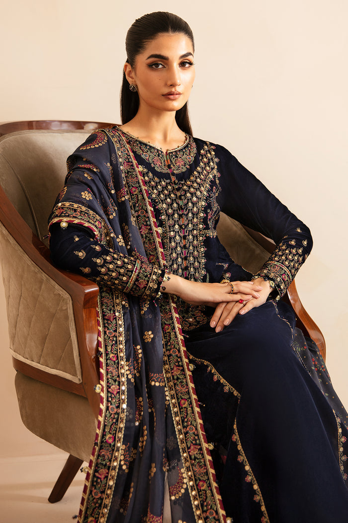 Jazmin 3PC Embroidered Velvet Suit with Embroidered Organza Dupatta (WM-200)