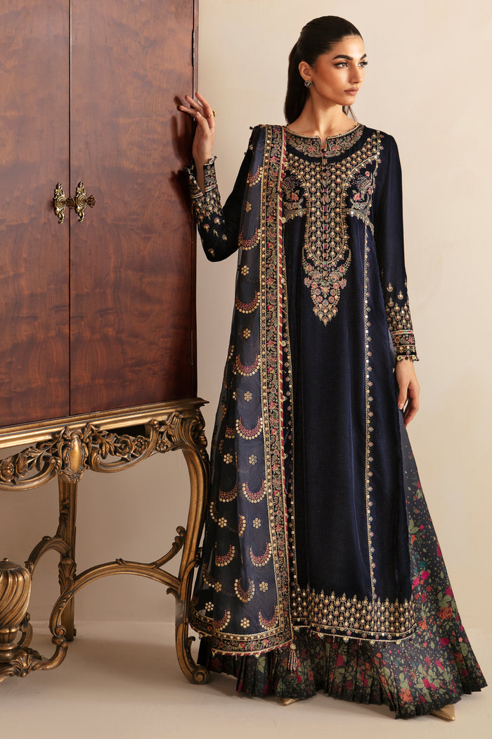 Jazmin 3PC Embroidered Velvet Suit with Embroidered Organza Dupatta (WM-200)