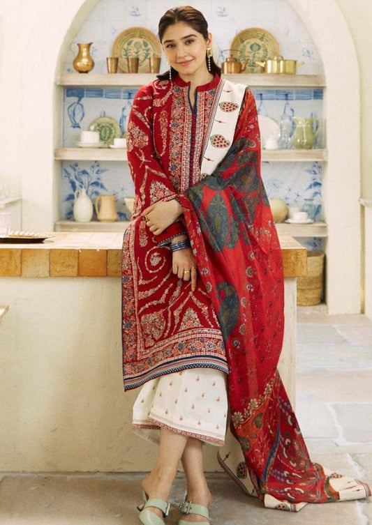 ZARA SHAHJHAN EMBROIDED LAWN DUPATTA WITH DIGITAL PRINT DIAMOND DUPATTA BIC_1077