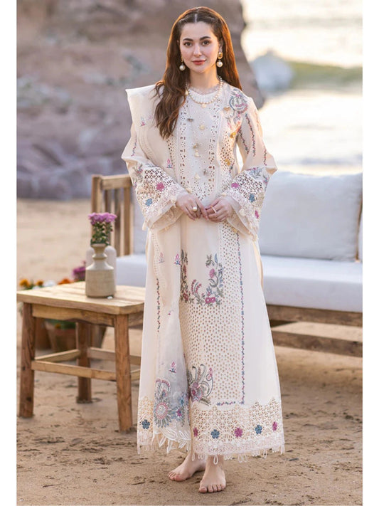 QALAMQAR CHIKENKARI EMBROIDED LAWN 3PC WITH ORGANZA EMBROIDED DUPATTA WITH PALLU BIC_1054