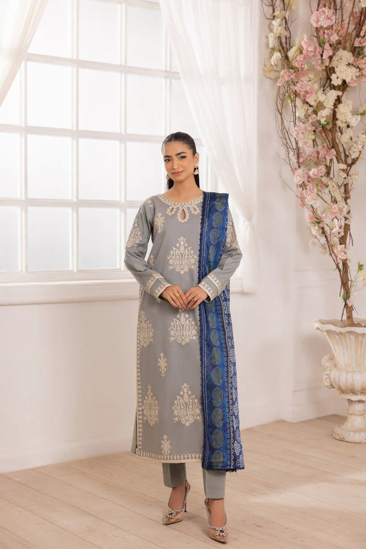 MOHGANI EMBROIDED LAWN 3PC WITH VOIL DUPATTA BIC_1105